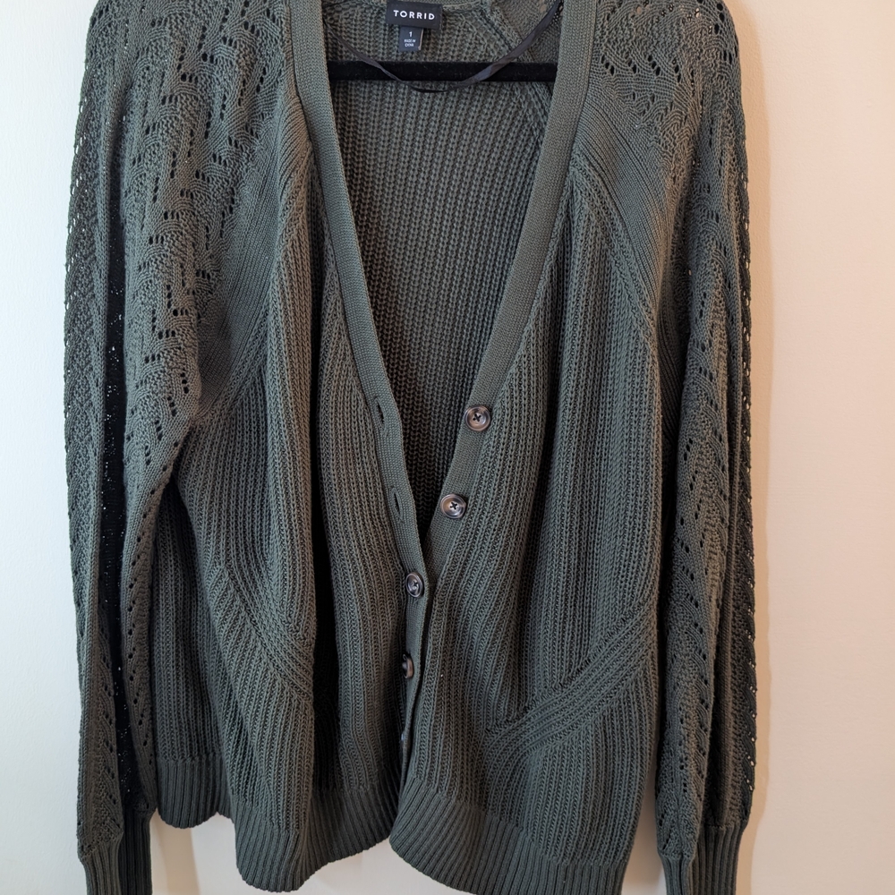 🌿🧶 Torrid Knit Button-Up Cardigan | Textured Charm, Cozy Layers ✨Size 1